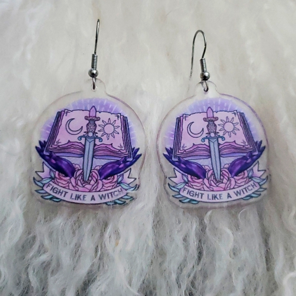 Super cute " Fight Like a Witch"🧙‍♀️Earrings handmade